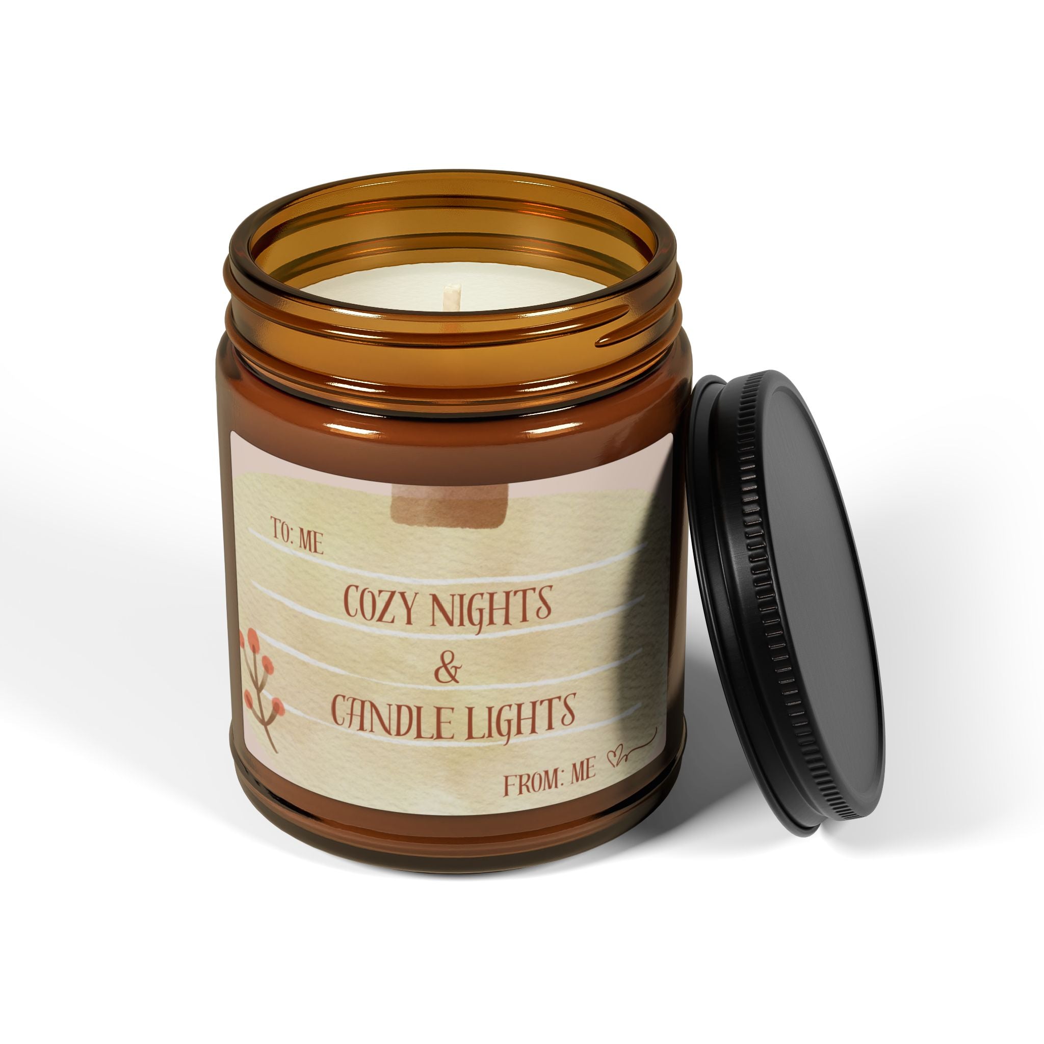 Cozy Nights & Candle Lights Scented Soy Candle (Multi-Size, Amber Jar)