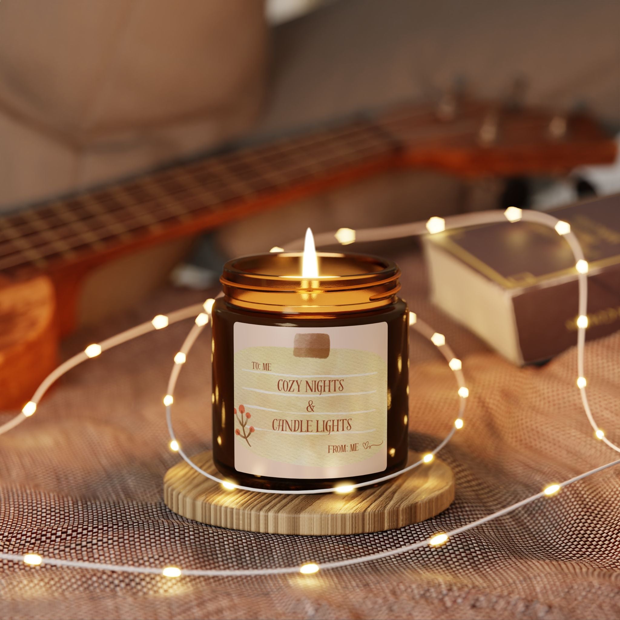Cozy Nights & Candle Lights Scented Soy Candle (Multi-Size, Amber Jar)