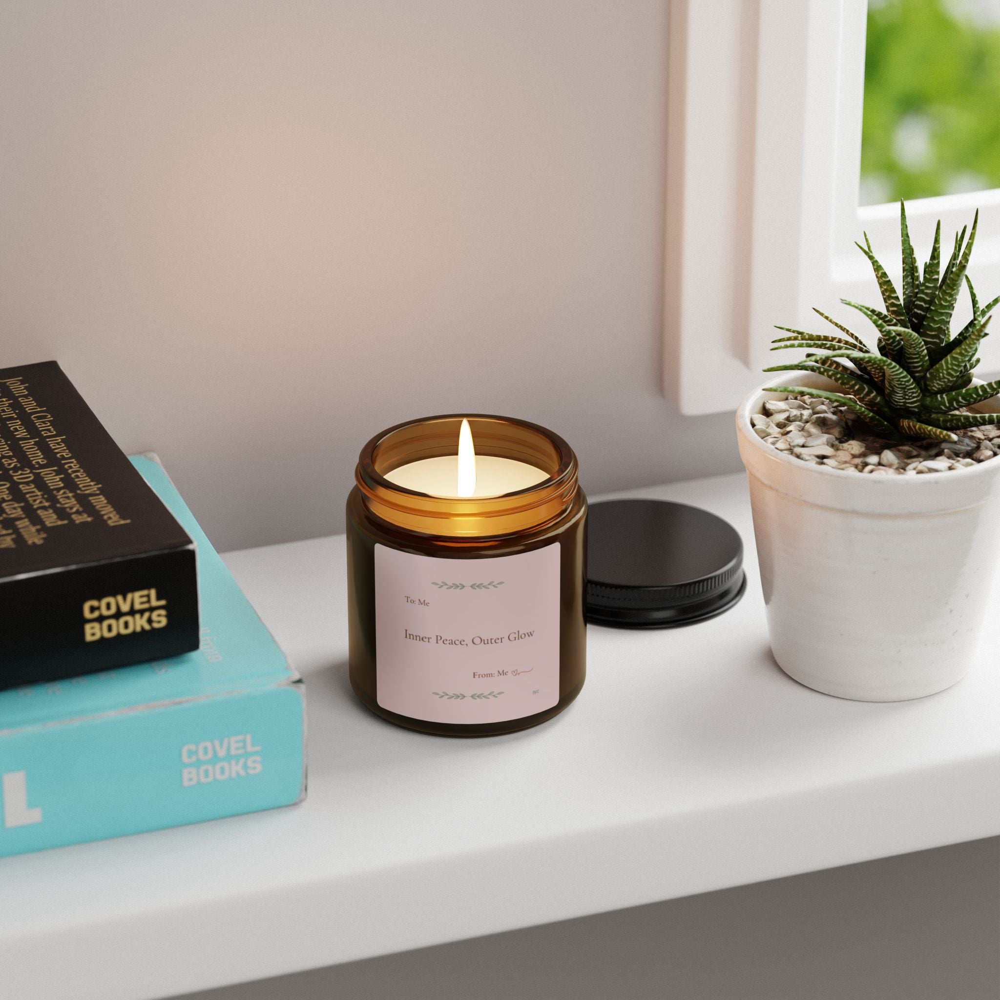 Inner Peace Outer Glow Scented Soy Candle (Multi-Size, Amber Jar)