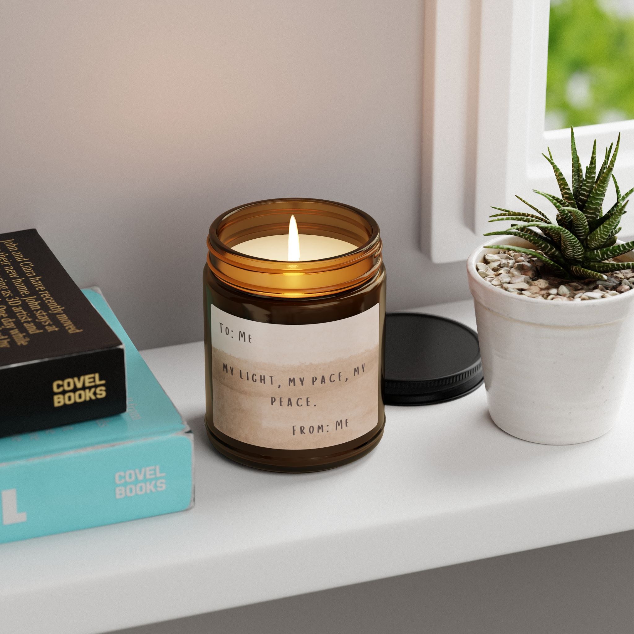 My Light, My Pace, My Peace Scented Soy Candle (Multi-Size, Amber Jar)