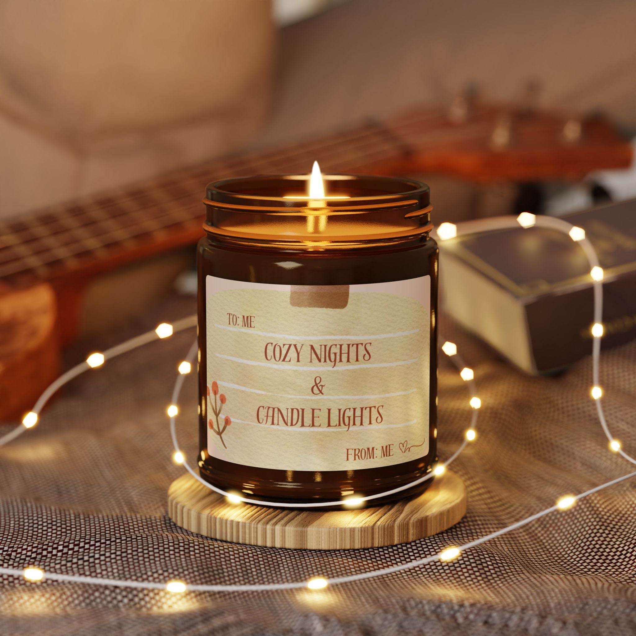 Cozy Nights & Candle Lights Scented Soy Candle (Multi-Size, Amber Jar)