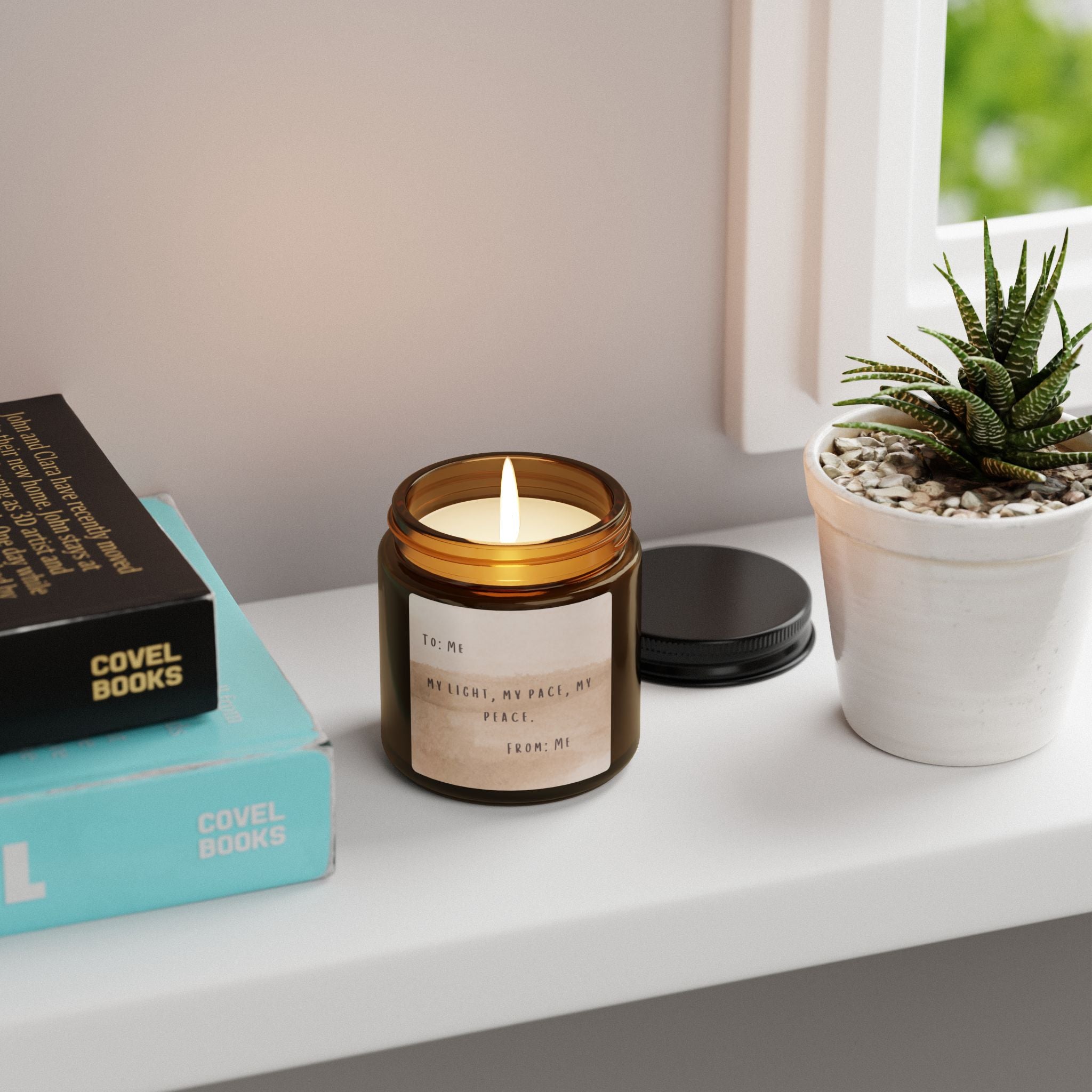 My Light, My Pace, My Peace Scented Soy Candle (Multi-Size, Amber Jar)