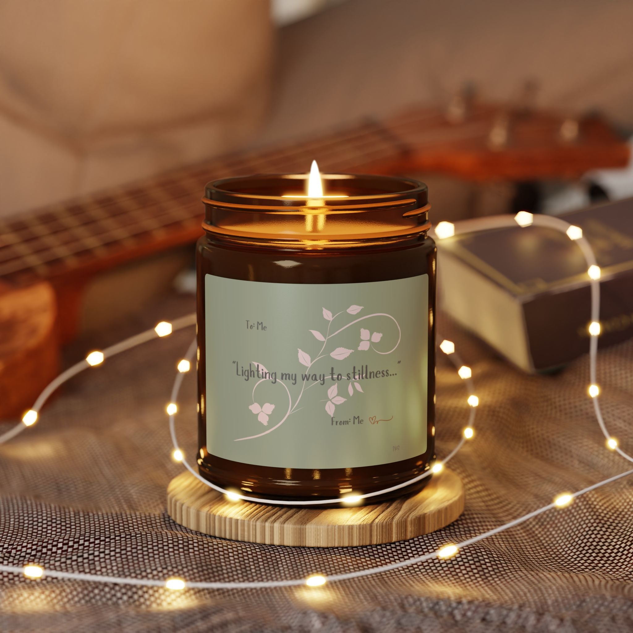 "Lighting My Way To Stillness..." Scented Soy Candle (Multi-Size, Amber Jar)