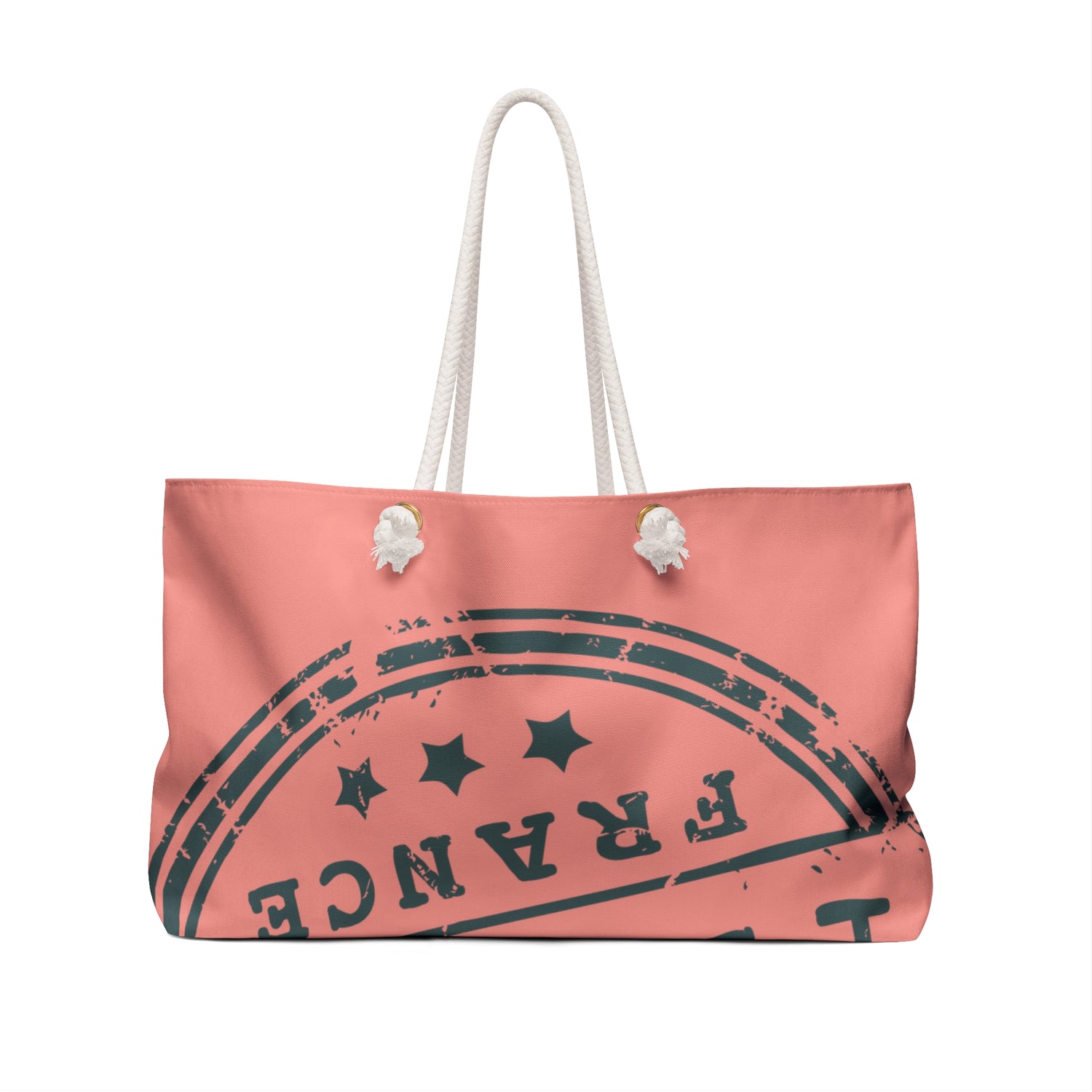 Beach Weekender Bag  Paris en Coral Tote for Summer Getaways