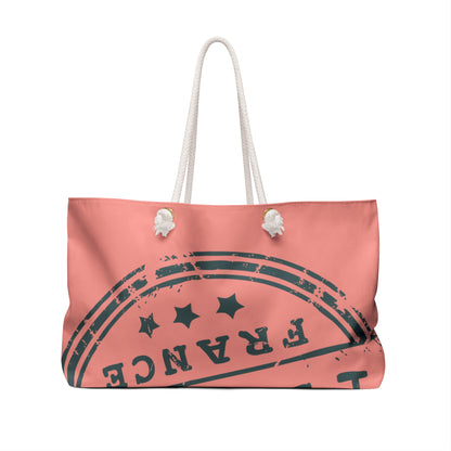 Beach Weekender Bag  Paris en Coral Tote for Summer Getaways