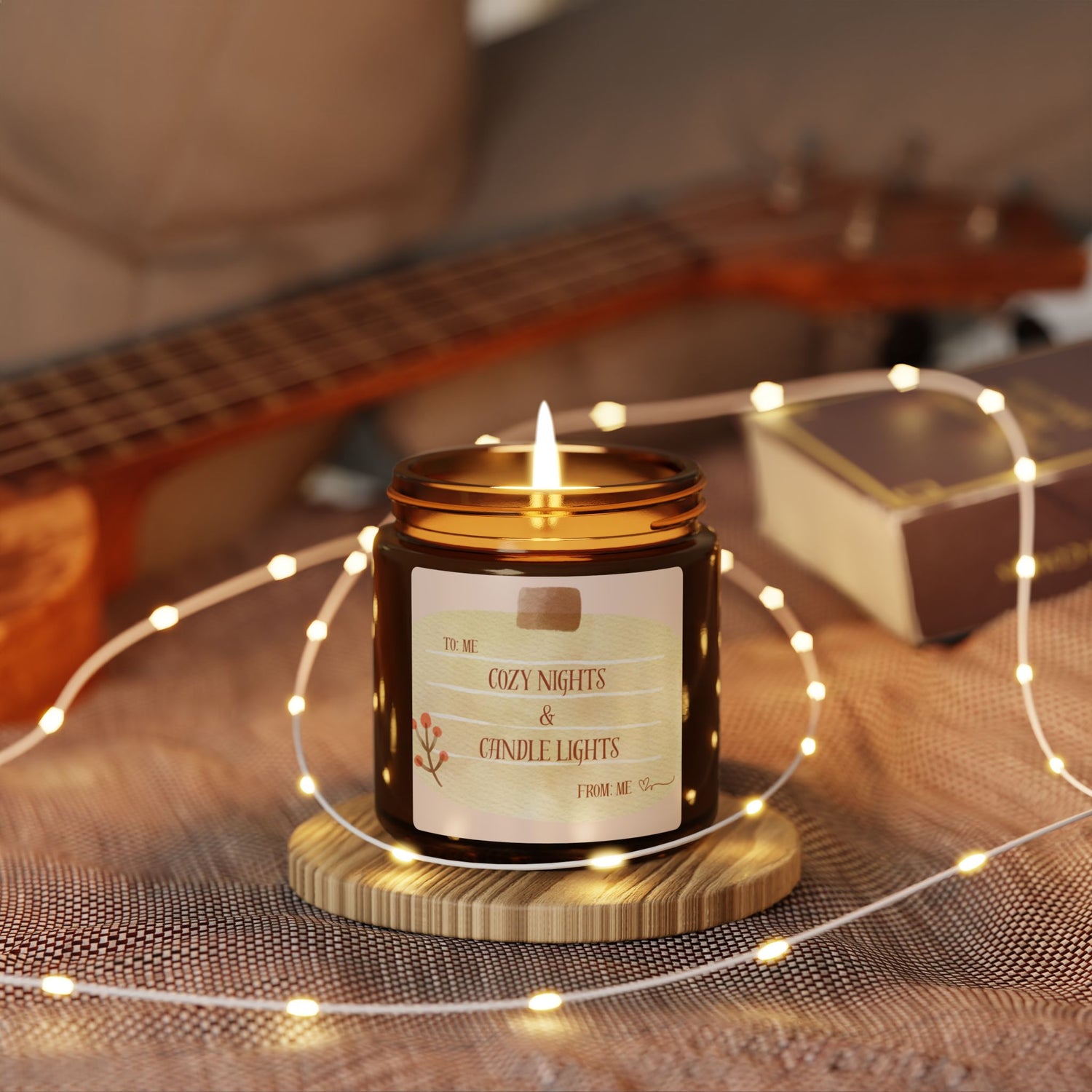 Cozy Nights &amp; Candle Lights Scented Soy Candle (Multi-Size, Amber Jar)
