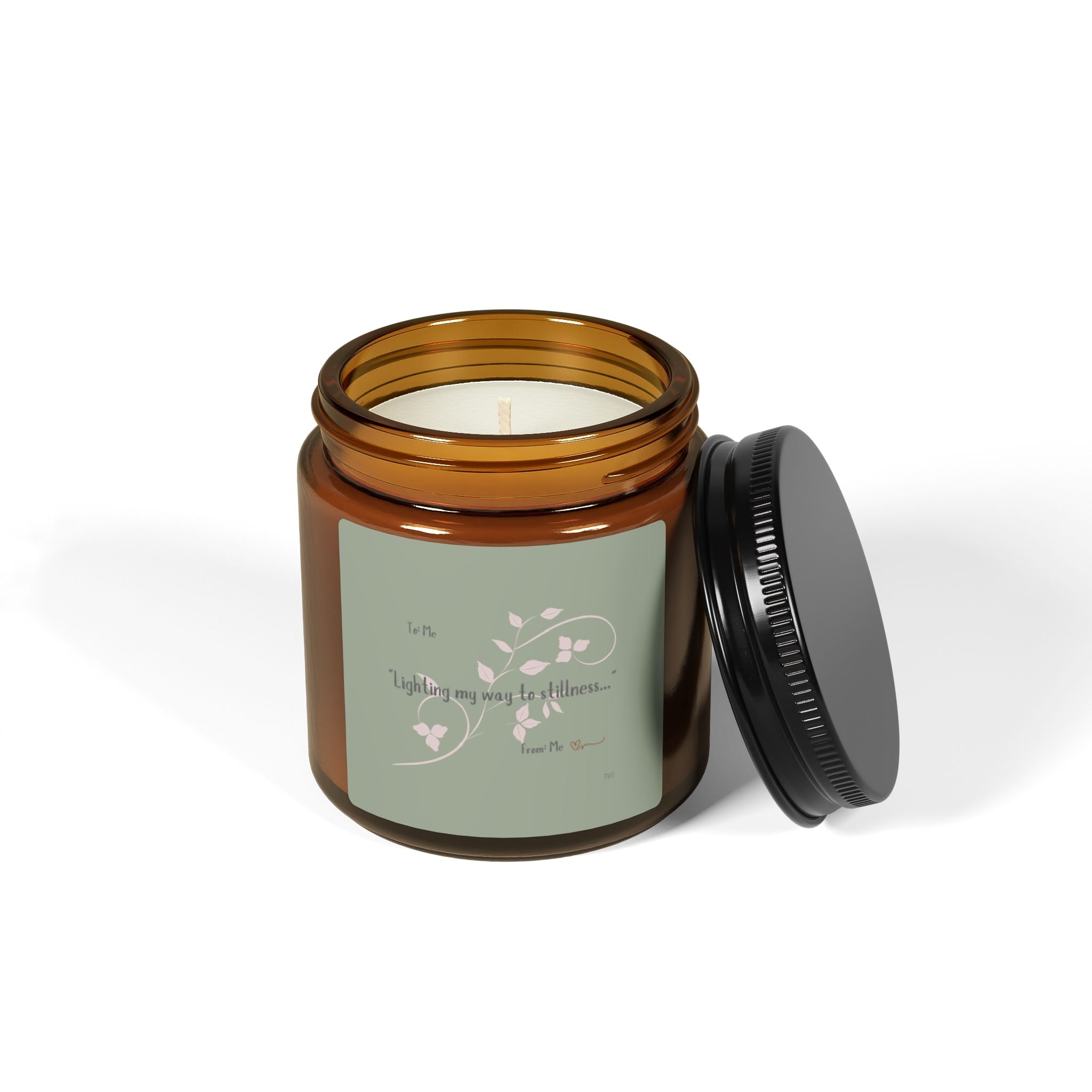 "Lighting My Way To Stillness..." Scented Soy Candle (Multi-Size, Amber Jar)