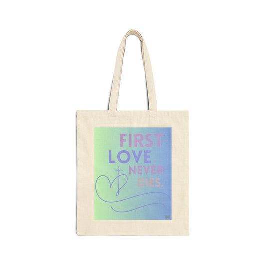 First LOVE + Cotton Canvas Tote Bag