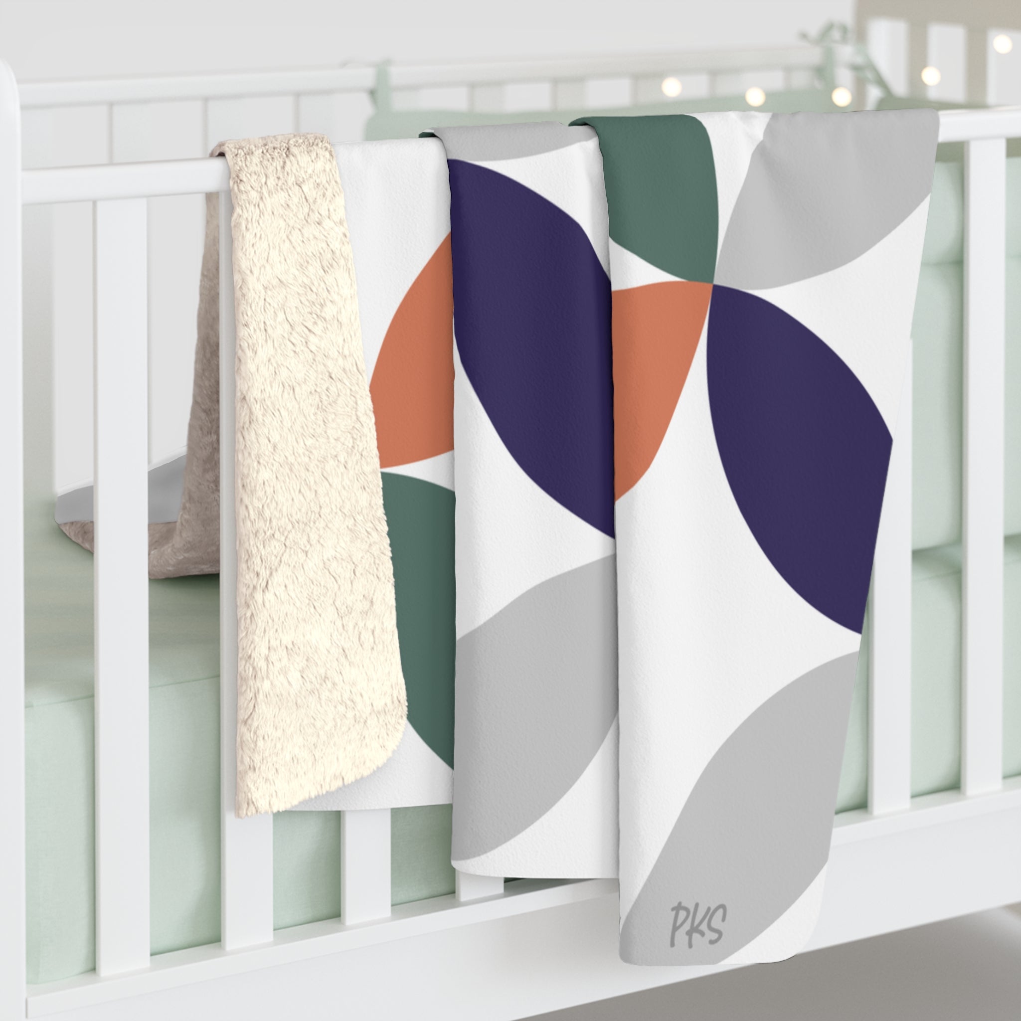 Modern Leaves Sherpa Fleece Blanket