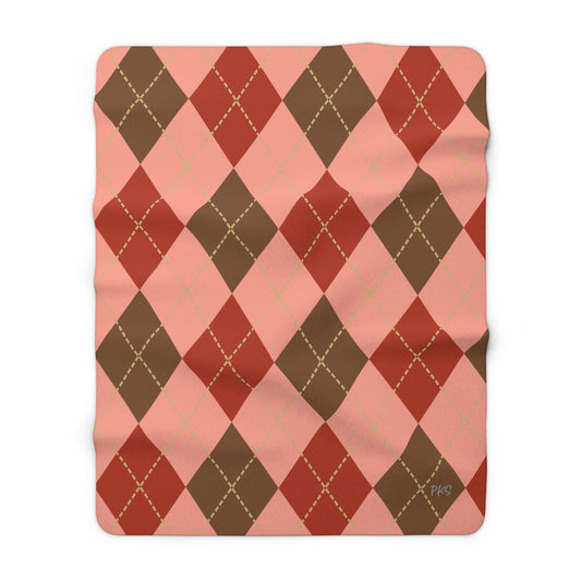 Retro Autumn Feels Rose Sherpa Fleece Blanket