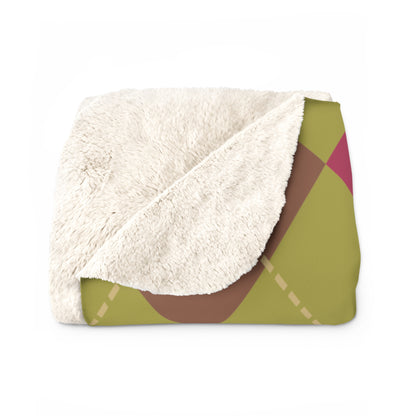 Retro Autumn Feels Olive Sherpa Fleece Blanket