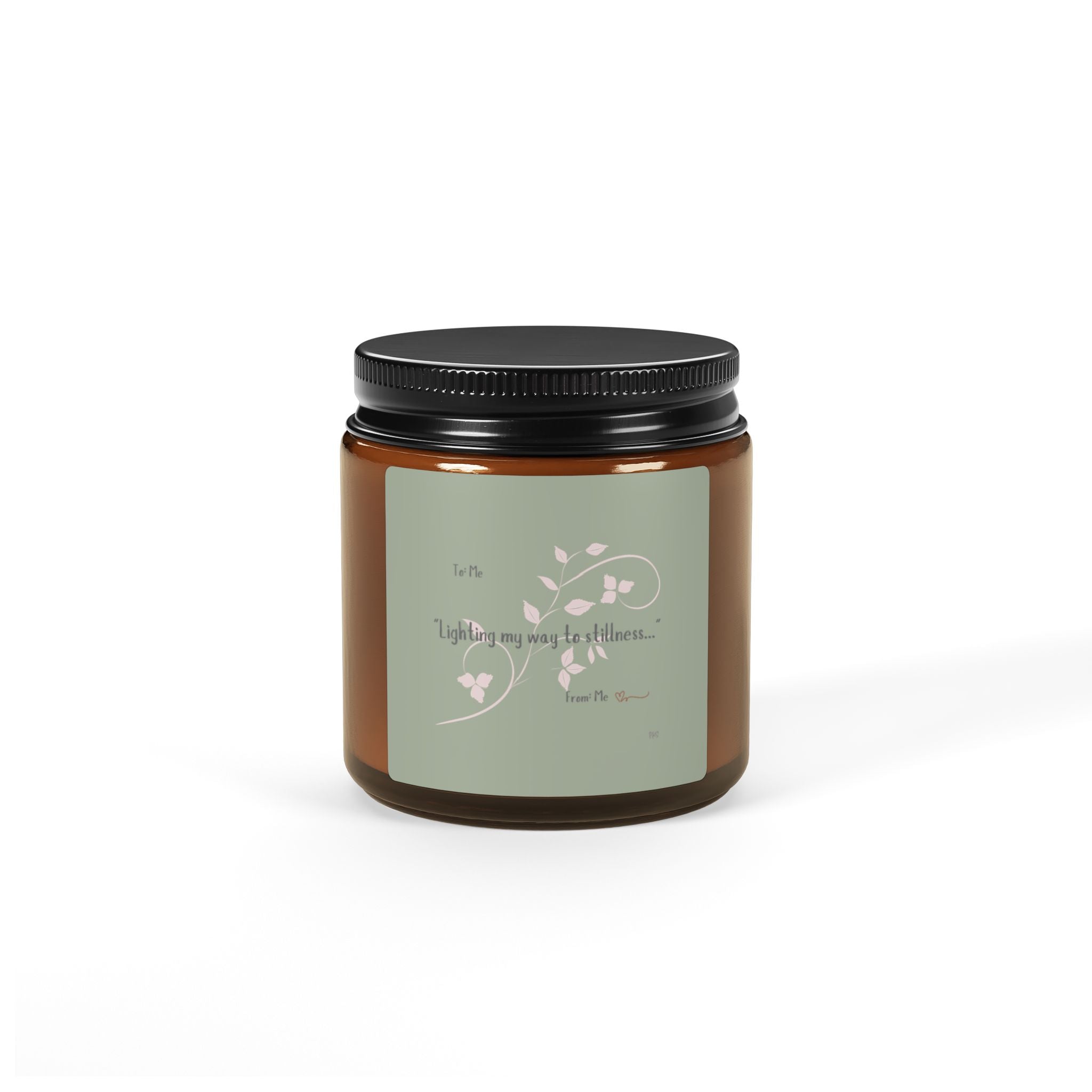 "Lighting My Way To Stillness..." Scented Soy Candle (Multi-Size, Amber Jar)