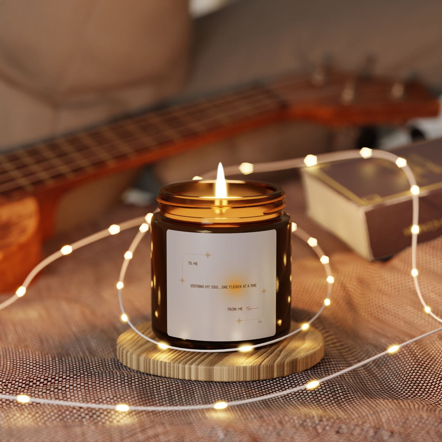 Soothing My Soul One Flicker at a Time Scented Soy Candle (Multi-Size, Amber Jar)