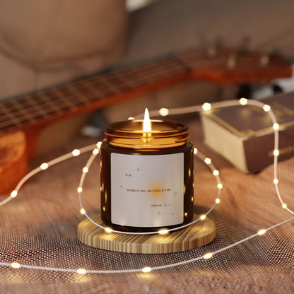 Soothing My Soul One Flicker at a Time Scented Soy Candle (Multi-Size, Amber Jar)