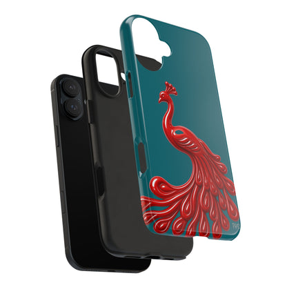 Flourish — Protective Teal iPhone Cover with Glossy Sculpted Bird Design
