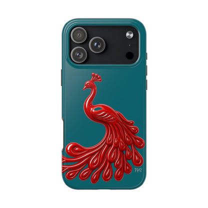 Flourish — Protective Teal iPhone Cover with Glossy Sculpted Bird Design