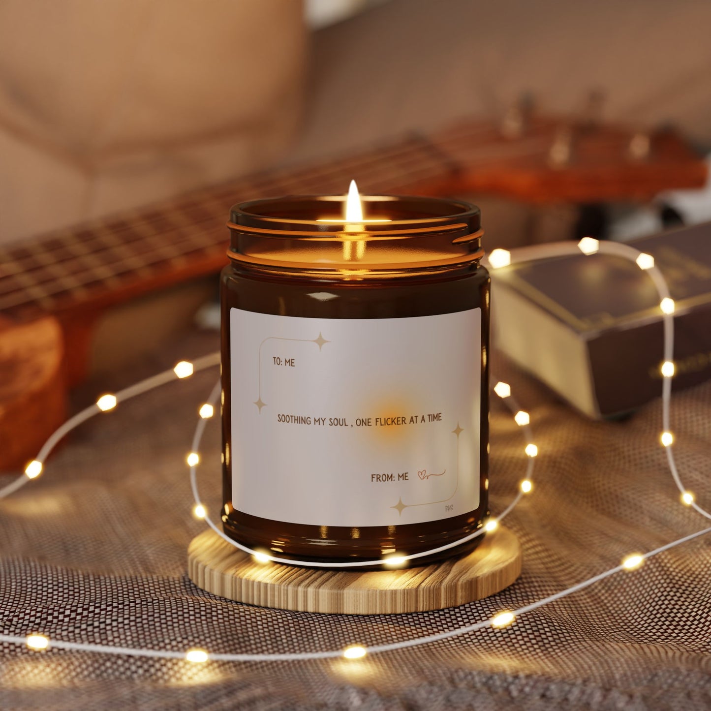 Soothing My Soul One Flicker at a Time Scented Soy Candle (Multi-Size, Amber Jar)