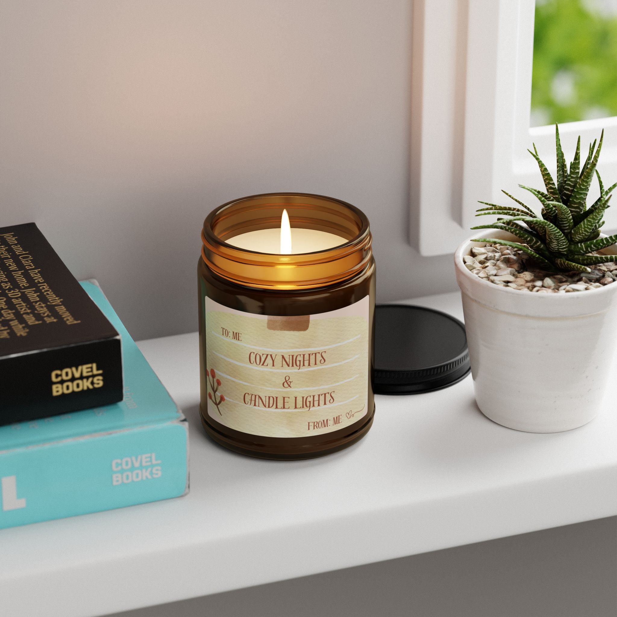 Cozy Nights &amp; Candle Lights Scented Soy Candle (Multi-Size, Amber Jar)