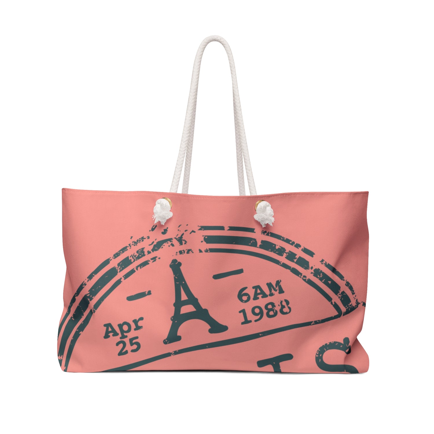 Beach Weekender Bag  Paris en Coral Tote for Summer Getaways