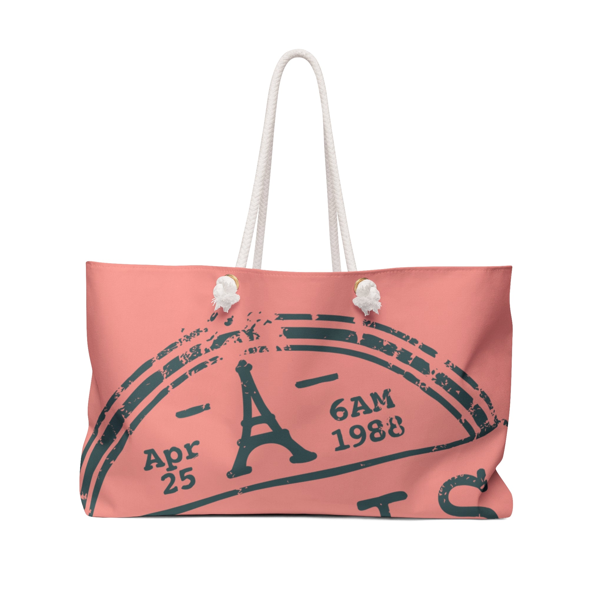 Beach Weekender Bag  Paris en Coral Tote for Summer Getaways