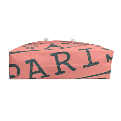 Beach Weekender Bag  Paris en Coral Tote for Summer Getaways