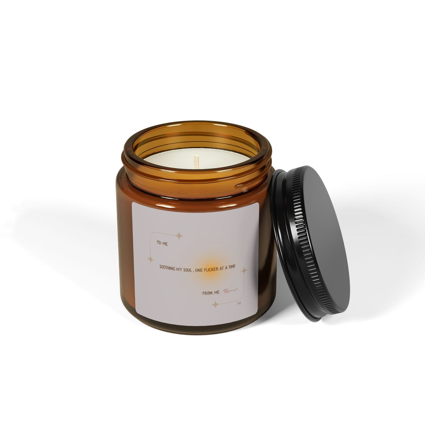 Soothing My Soul One Flicker at a Time Scented Soy Candle (Multi-Size, Amber Jar)