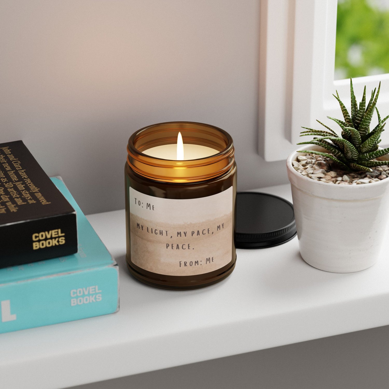 My Light, My Pace, My Peace Scented Soy Candle (Multi-Size, Amber Jar)