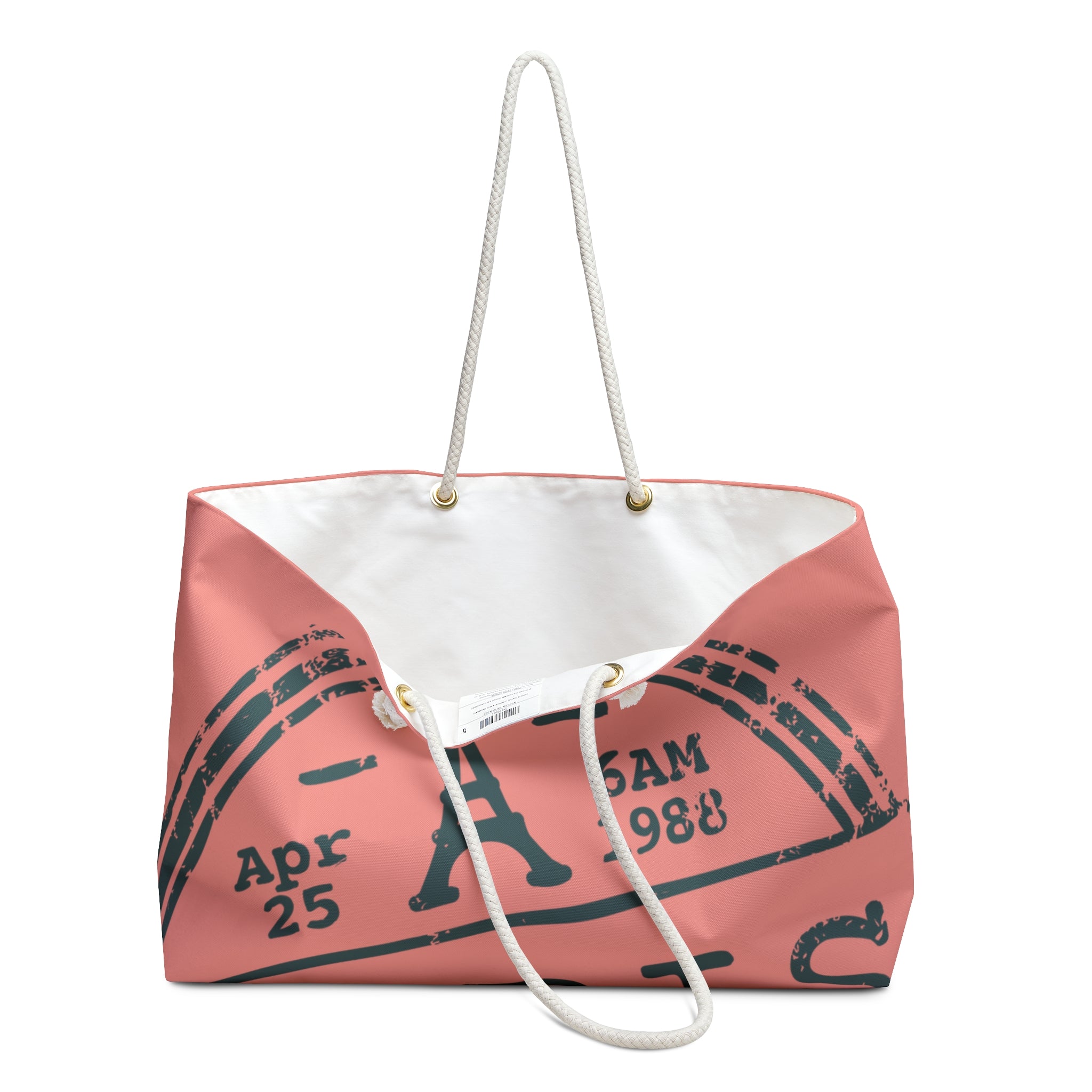 Beach Weekender Bag  Paris en Coral Tote for Summer Getaways