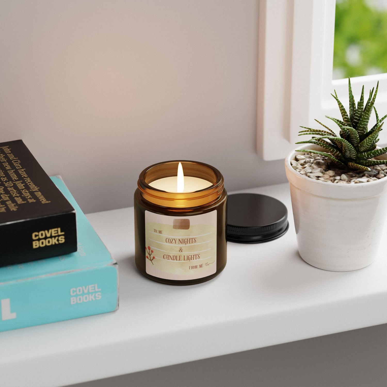 Cozy Nights &amp; Candle Lights Scented Soy Candle (Multi-Size, Amber Jar)