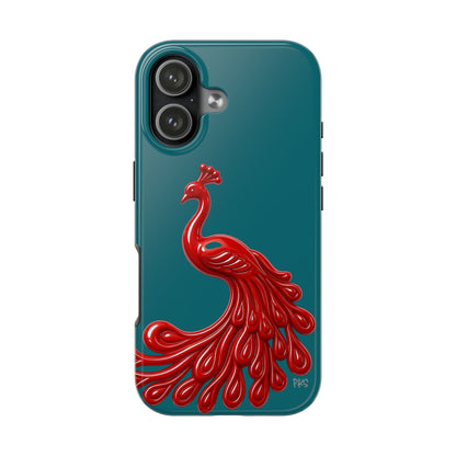 Flourish — Protective Teal iPhone Cover with Glossy Sculpted Bird Design