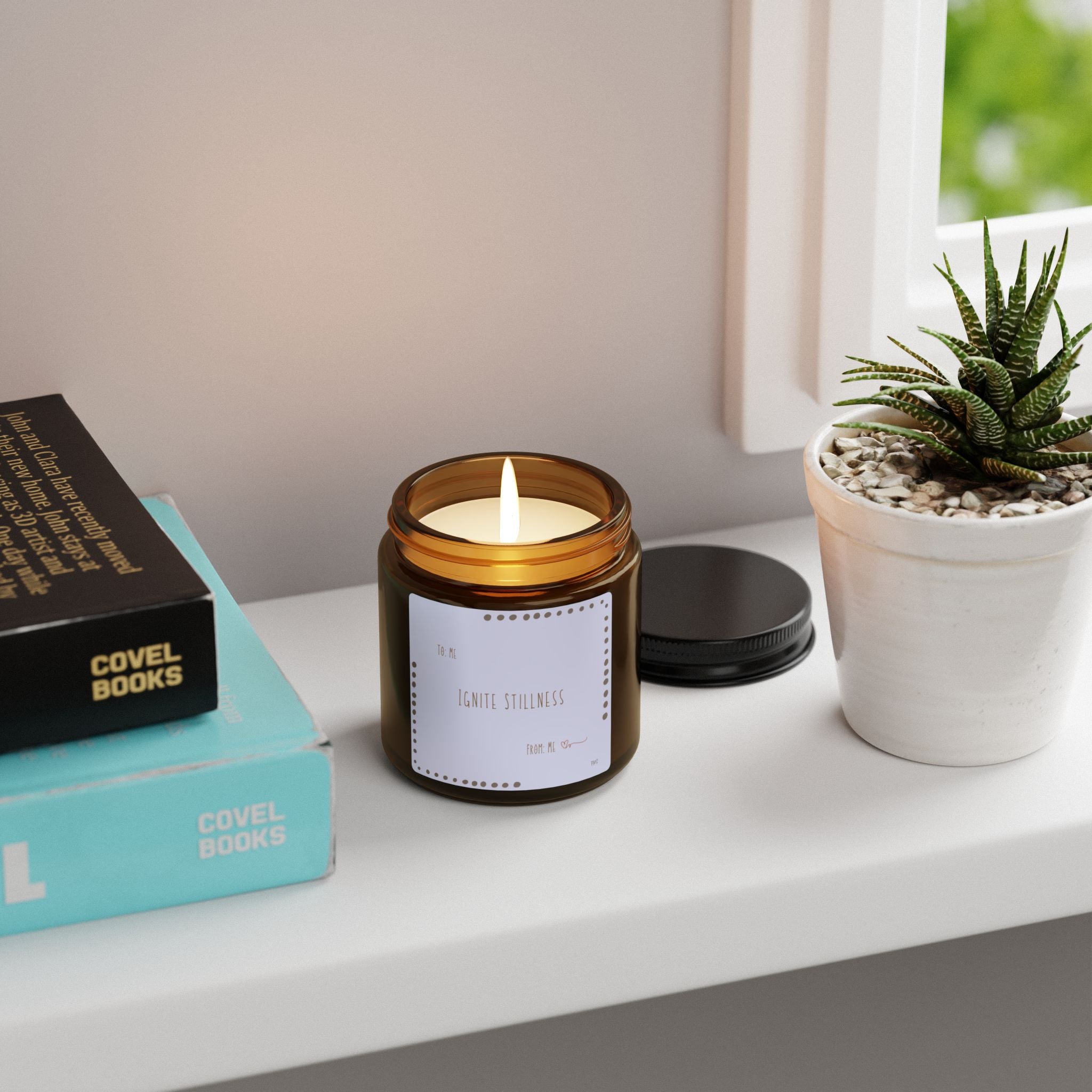 Ignite Stillness Scented Soy Candle (Multi-Size, Amber Jar)