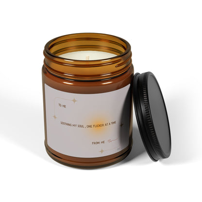 Soothing My Soul One Flicker at a Time Scented Soy Candle (Multi-Size, Amber Jar)