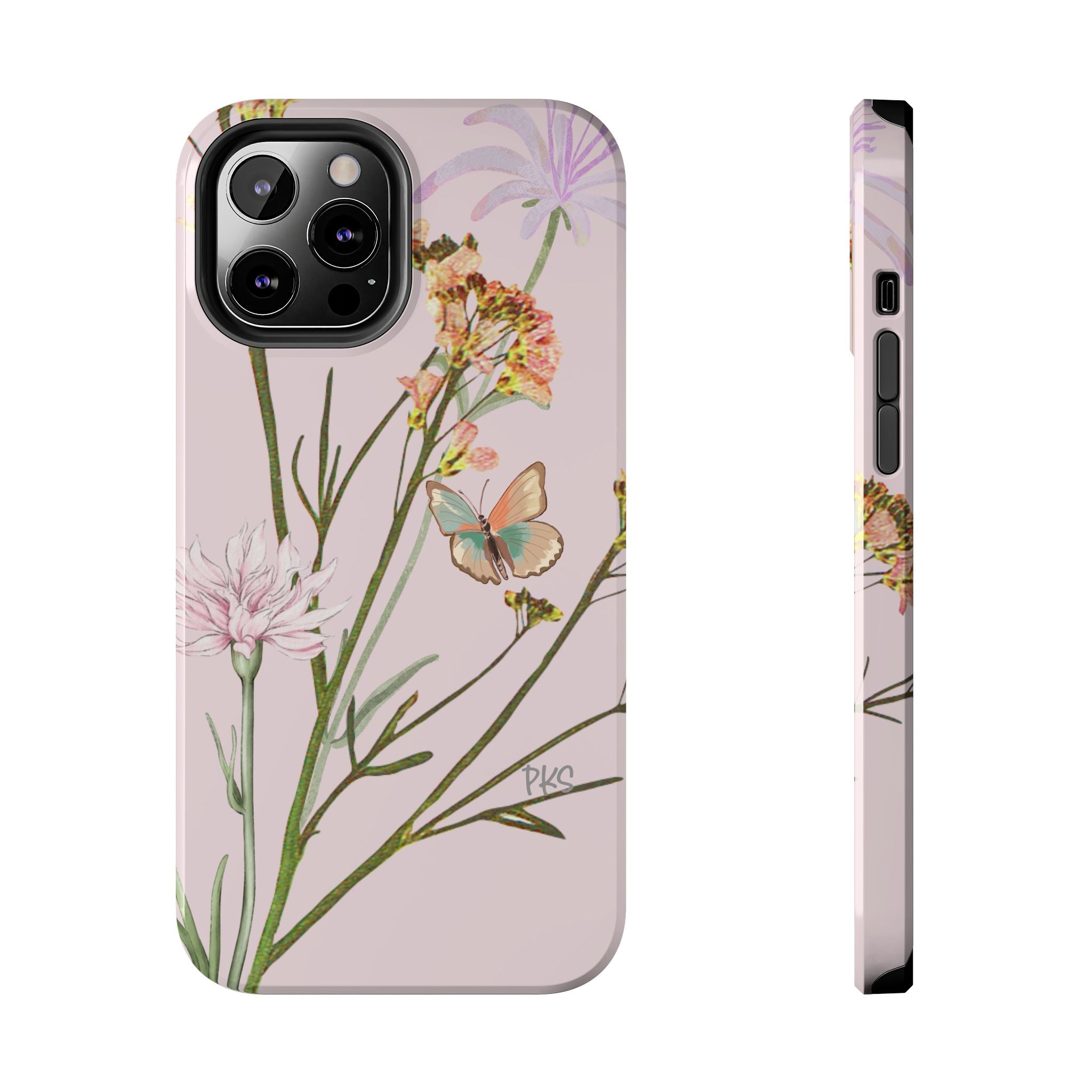 Butterfly Kissing Wild Flowers Tough Phone Cases